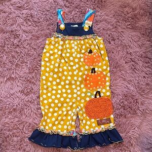 Colorful Kids Romper with Pumpkin Design